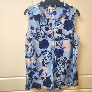 Dana Buchman Floral Collared Top Sz. Large